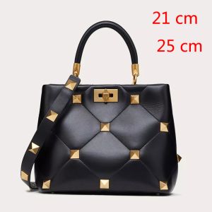 Valentino Roman Stud Handbag In Nappa Leather Black/Gold