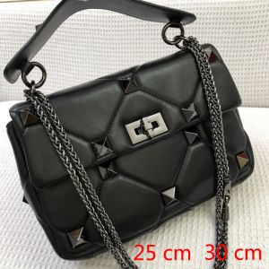Valentino Roman Stud Shoulder Bag In Nappa Leather Black