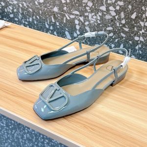 Valentino VLogo Signature Slingback Flats 20MM Women Matching Patent Leather Light Blue