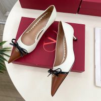 Valentino Bepointy Pumps 45MM Women Patent Leather And Kidskin White/Brown