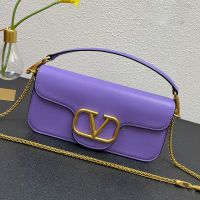Valentino Large Loco Shoulder Bag In Calfskin Violet