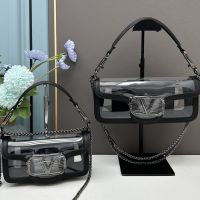 Valentino Loco Shoulder Bag In Transparent Polymeric Black