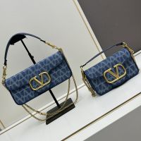 Valentino Loco Shoulder Bag In Toile Iconographe Denim Blue/Blue