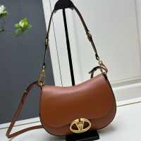 Valentino Medium Ohval Shoulder Bag In Nappa Leather Brown