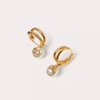 Valentino Mini VLogo Signature Pin Earrings In Metal With Swarovski Pearls Gold