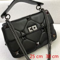 Valentino Roman Stud Shoulder Bag In Nappa Leather Black