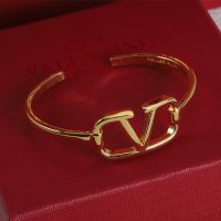 Valentino Small VLogo Signature Cuff Bracelet In Metal Gold