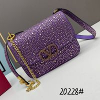 Valentino Small Vsling Crossbody Bag with Crystals Logo In Rhinestones Embroidered Calfskin Purple