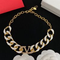 Valentino VLogo Chain Choker In Metal with Enamel and Crystals Gold
