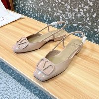 Valentino VLogo Signature Slingback Flats 20MM Women Matching Patent Leather Apricot